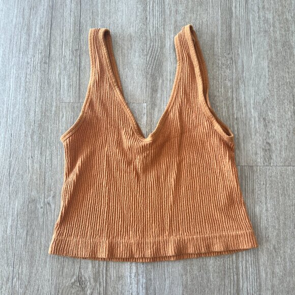 Womens Urban Outfitters Orange Cropped Ribbed Tank - XL - Picture 4 of 5